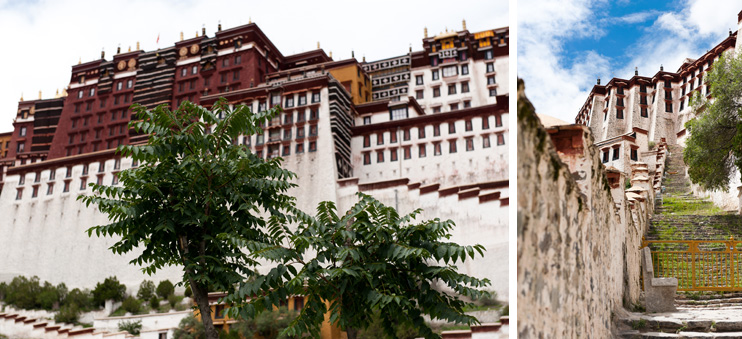 Lhasa, Tibet, Potala Palace, Wall, Stairs, Blue Sky